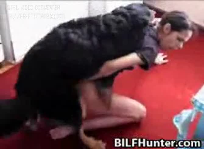Video :BILF hunter slut sucking dog dick and have dog sex